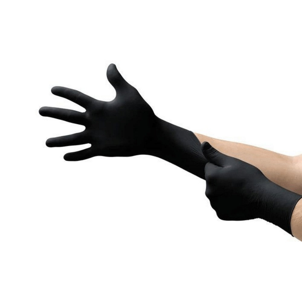 NITRILE DISPOSABLE GLOVES BLACK SIZE LARGE 100PCS POWDER FREE AMADEX PANTHER 100 PACK