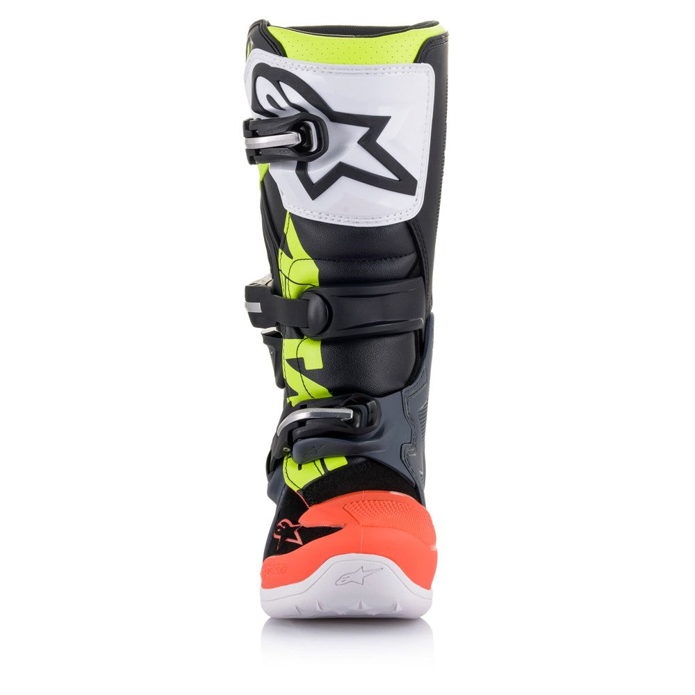 Tech-7S Youth MX Boots Dark Gray/Red Fluoro/Yellow Fluoro 7