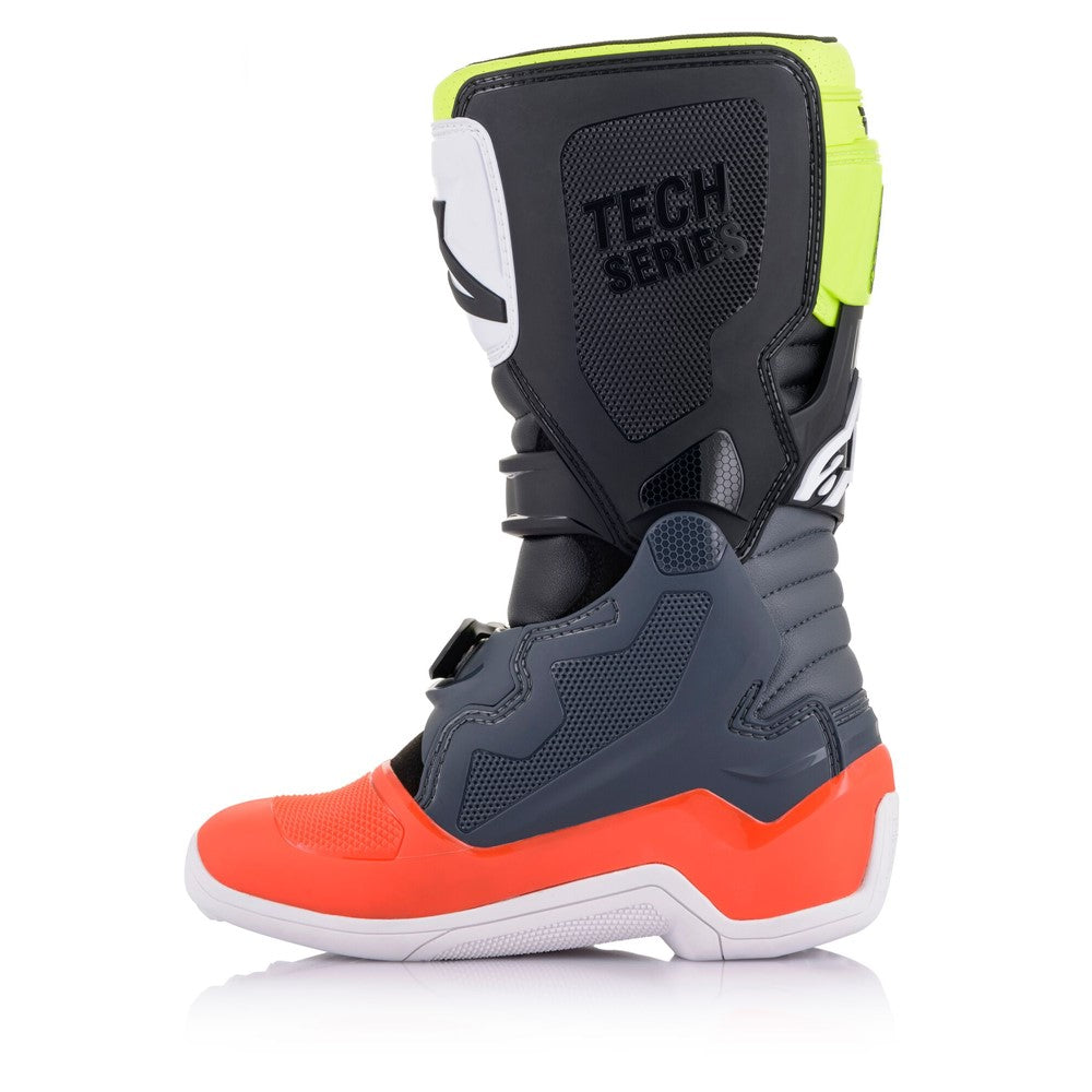 Tech-7S Youth MX Boots Dark Gray/Red Fluoro/Yellow Fluoro 7