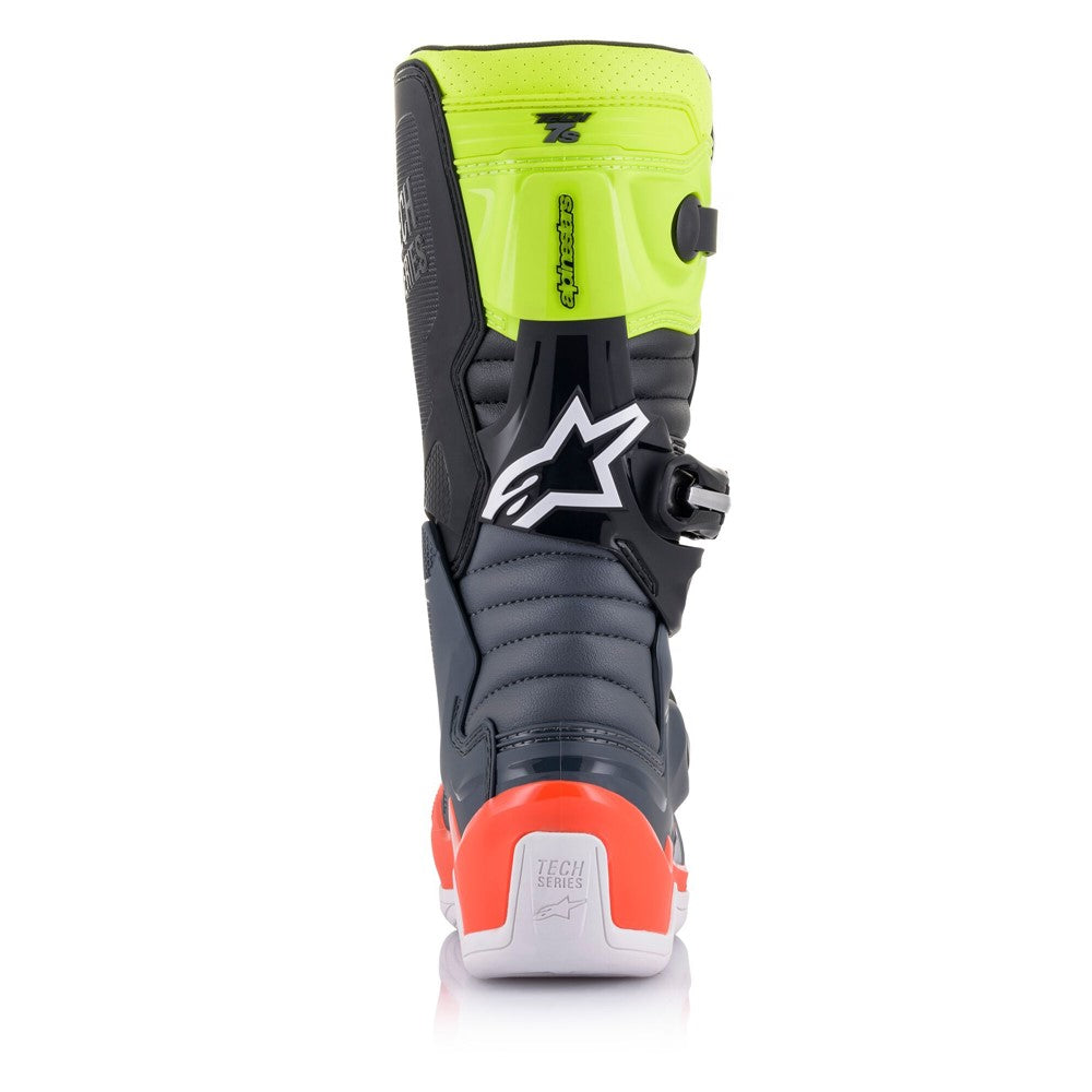 Tech-7S Youth MX Boots Dark Gray/Red Fluoro/Yellow Fluoro 7