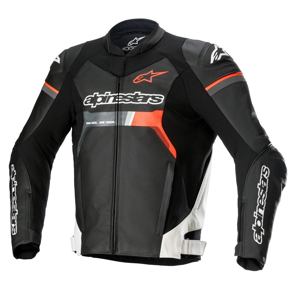 GP Force Leather Jacket Black/White/Red Fluoro 48