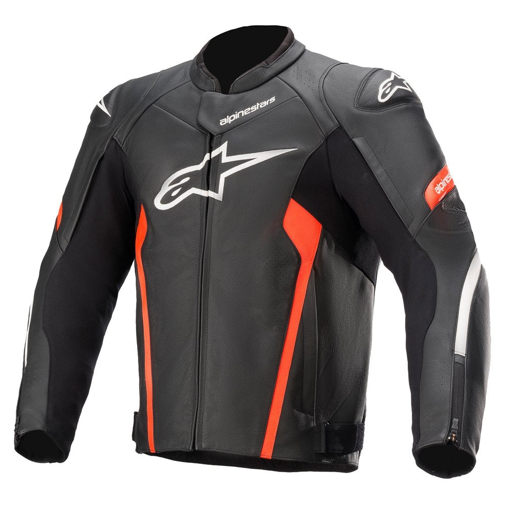 Faster v2 Leather Jacket Black/Red Fluoro 56