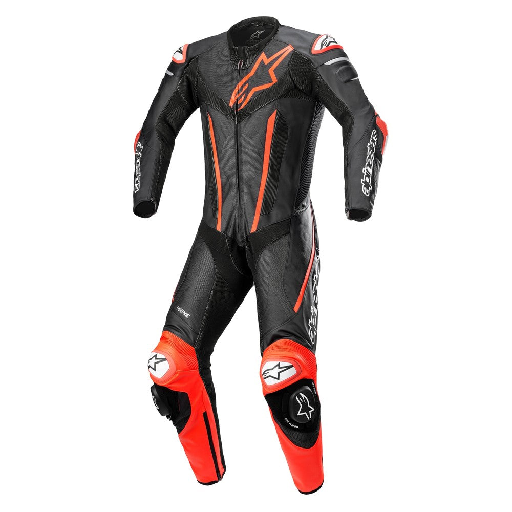 Fusion 1Pc Leather Suit Black/Red Fluoro