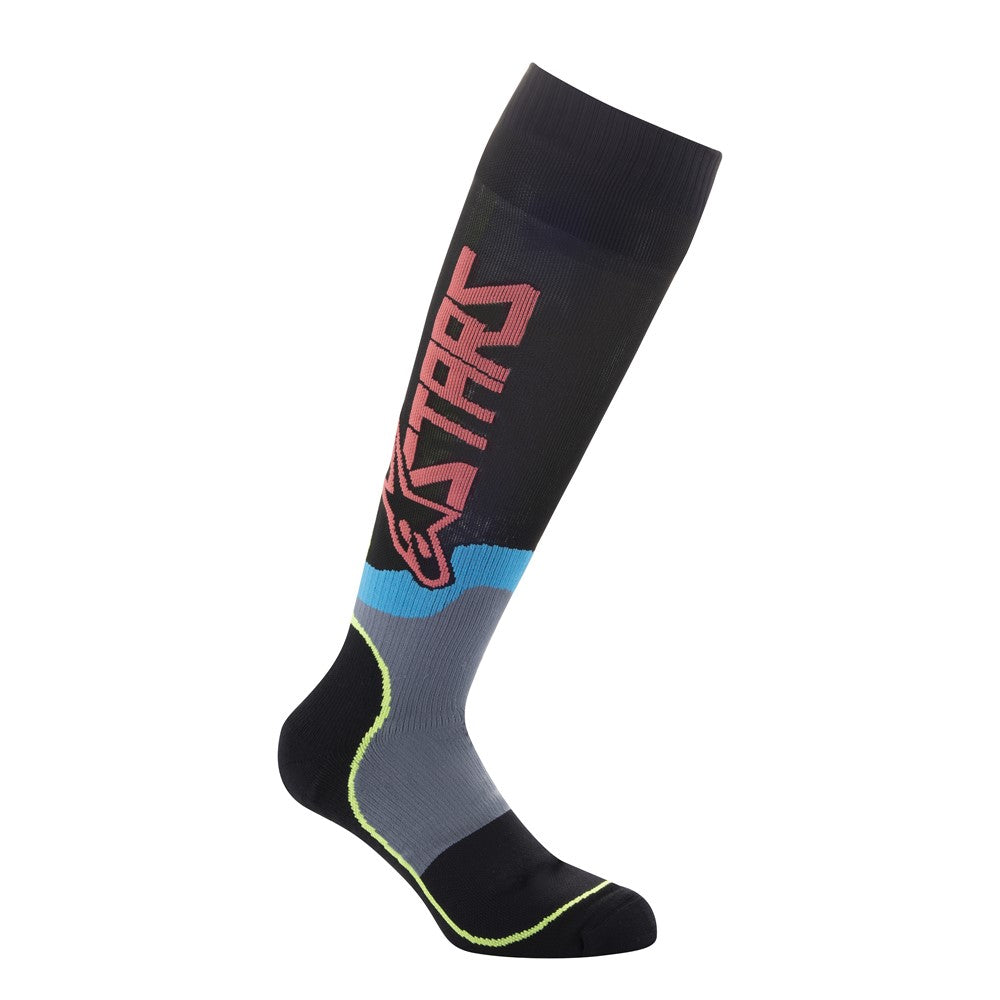 MX Plus-2 Socks Black/Yellow Fluoro Coral L