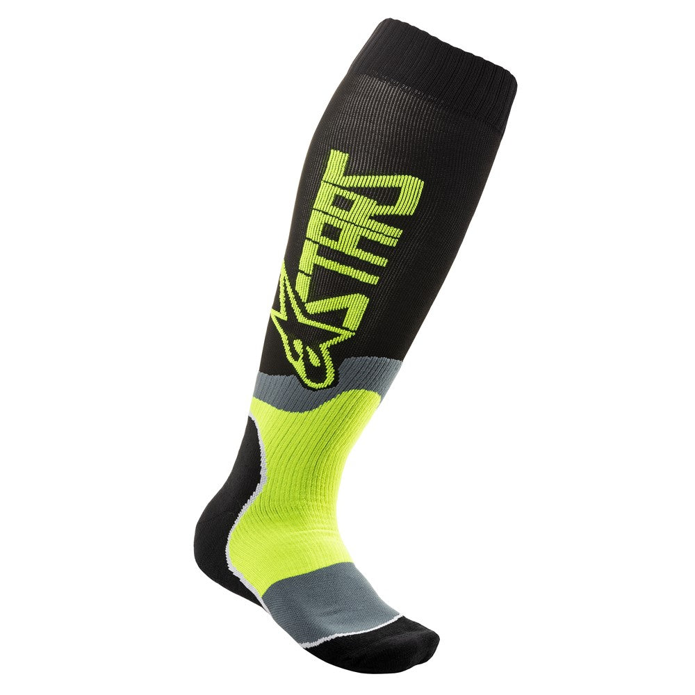 MX Plus-2 Socks Black/Yellow Fluoro Coral L