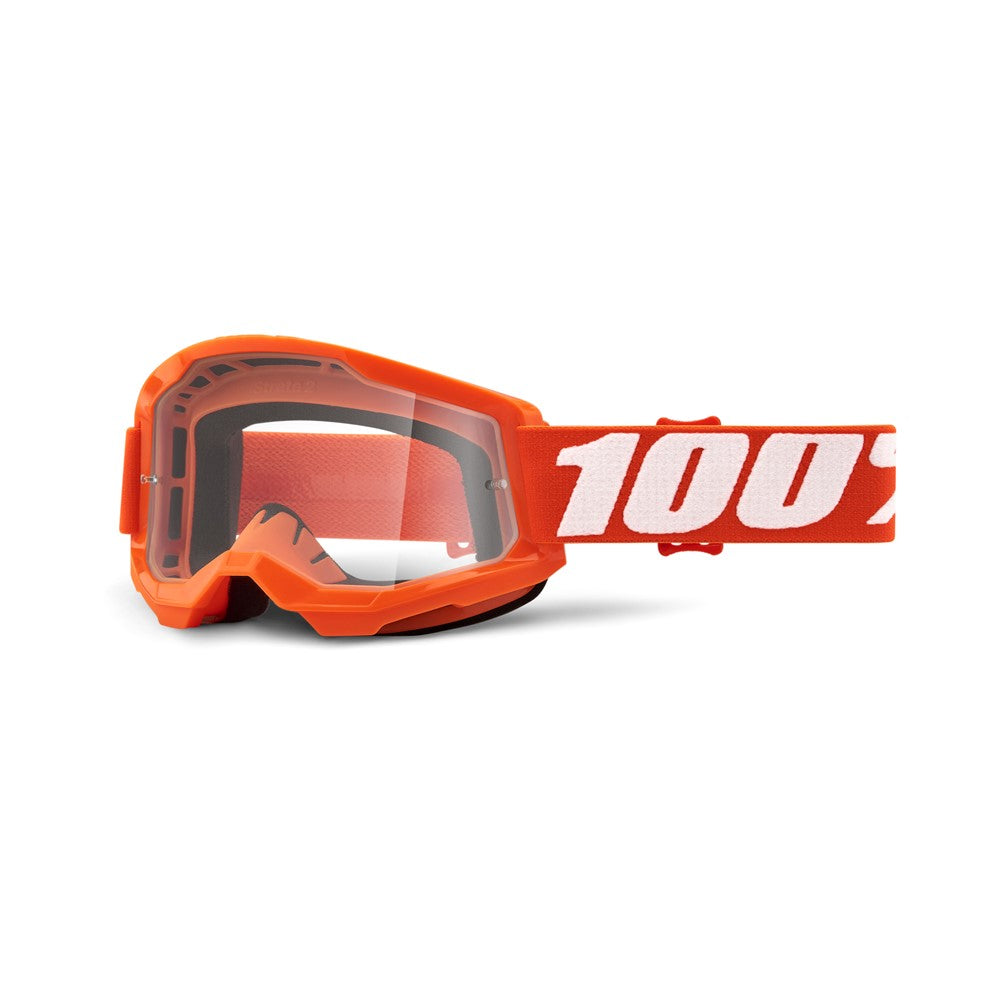 100% STRATA 2 MOTO GOGGLE ORANGE - CLEAR LENS