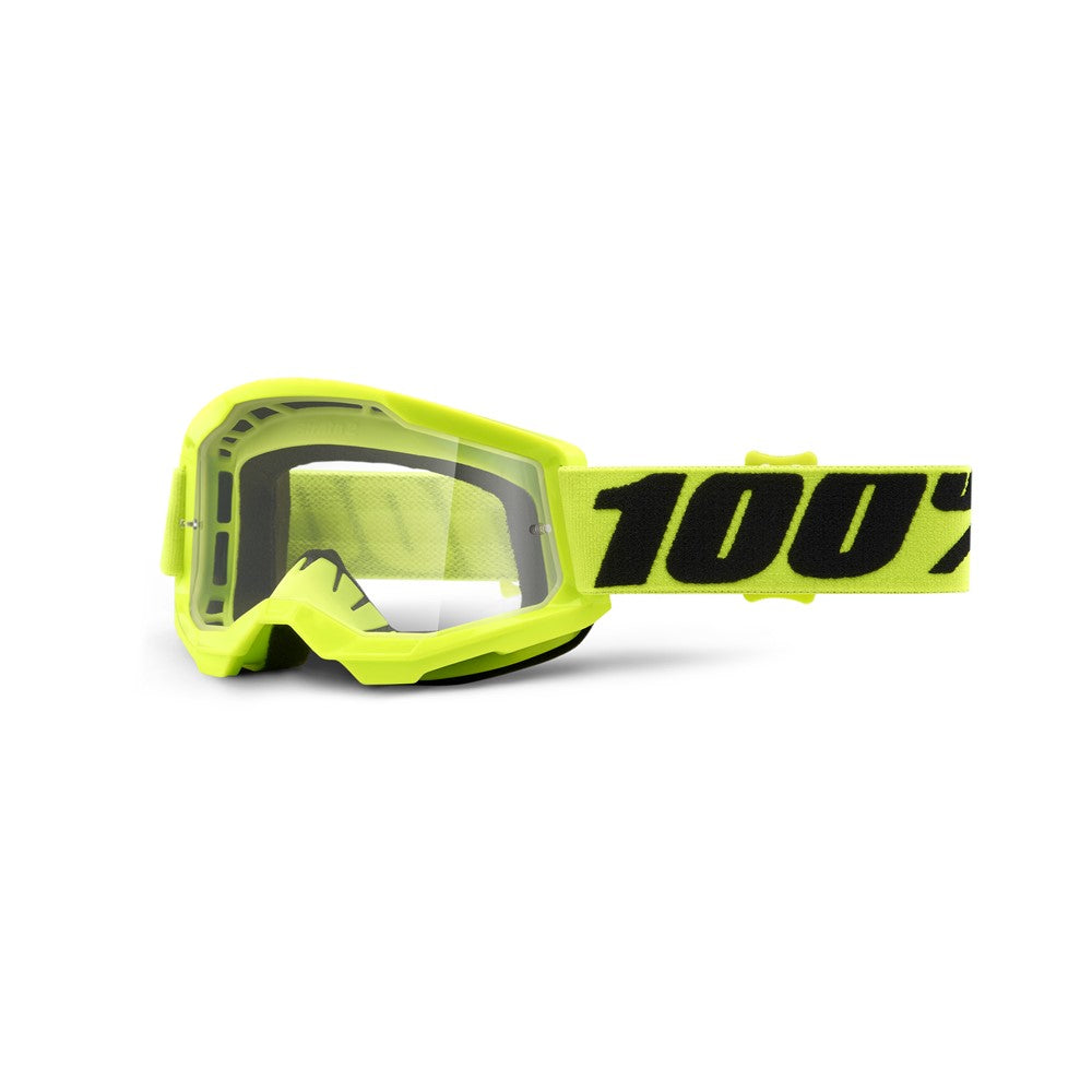 100% Strata 2 Youth Moto Goggle Yellow - Clear Lens