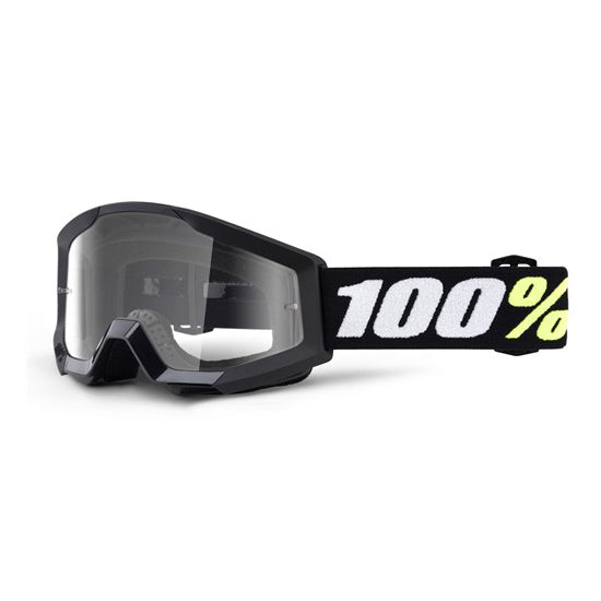 100% Strata Mini Moto Goggle Black - Clear Lens