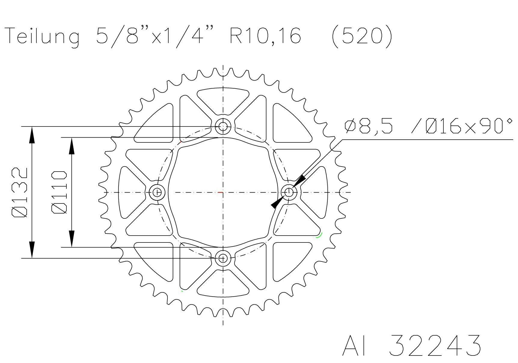 *SPROCKET REAR MOTO MASTER ALUMINIUM 46T BLACK 250F 250R 350 E-SM SX XC FREERIDE