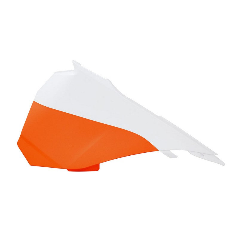 AIR BOX SIDE PANEL RTECH LEFT WHITE ORANGE KTM 85 SX 13-17